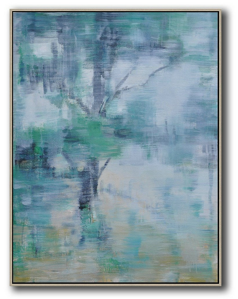 Abstract Landscape Painting,Abstract Art On Canvas, Modern Art Green,White,Black,Yellow